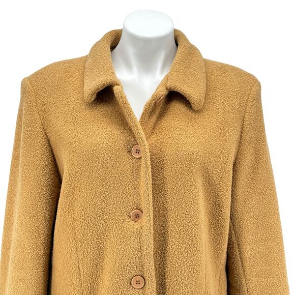 Sandro Women's Shearling Jacket SZ XL Brown Teddy Bear Coat Fuzzy Cozy Classic - Picture 2 of 12